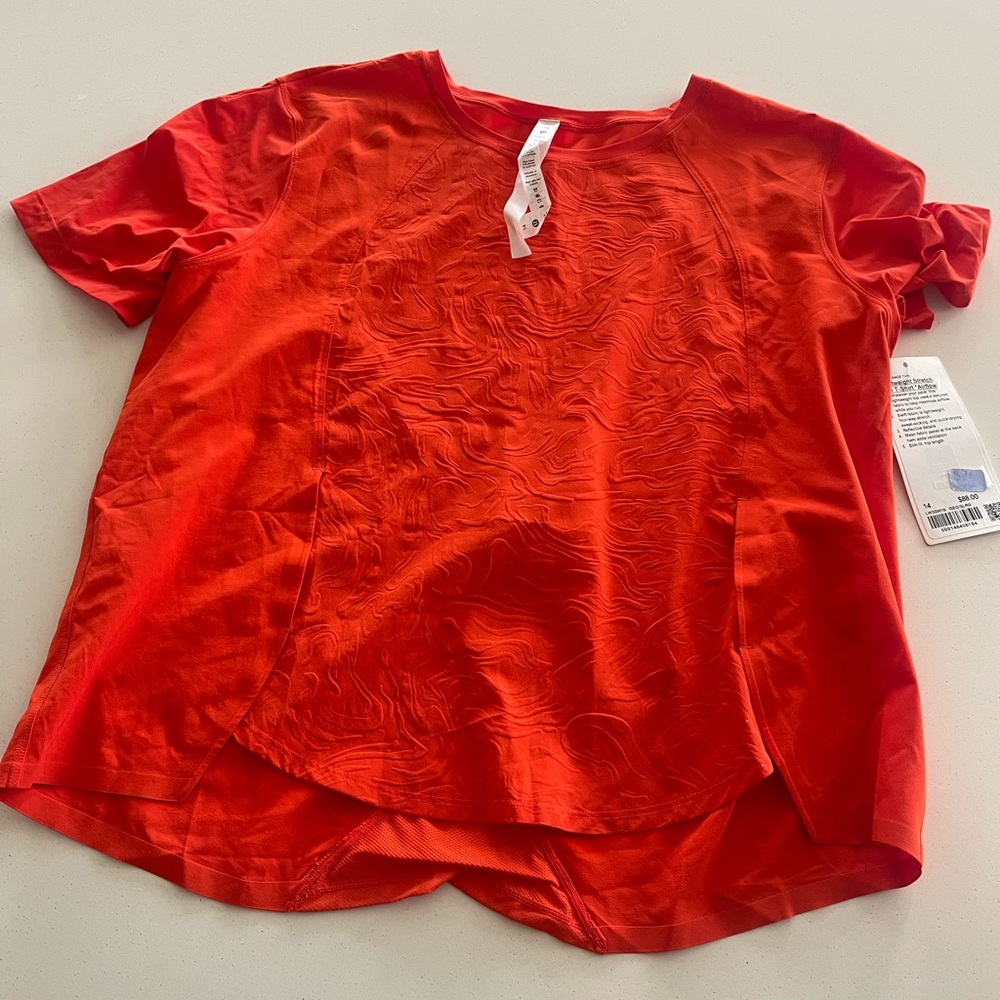 Red Lululemon Short Sleeve Workout Top